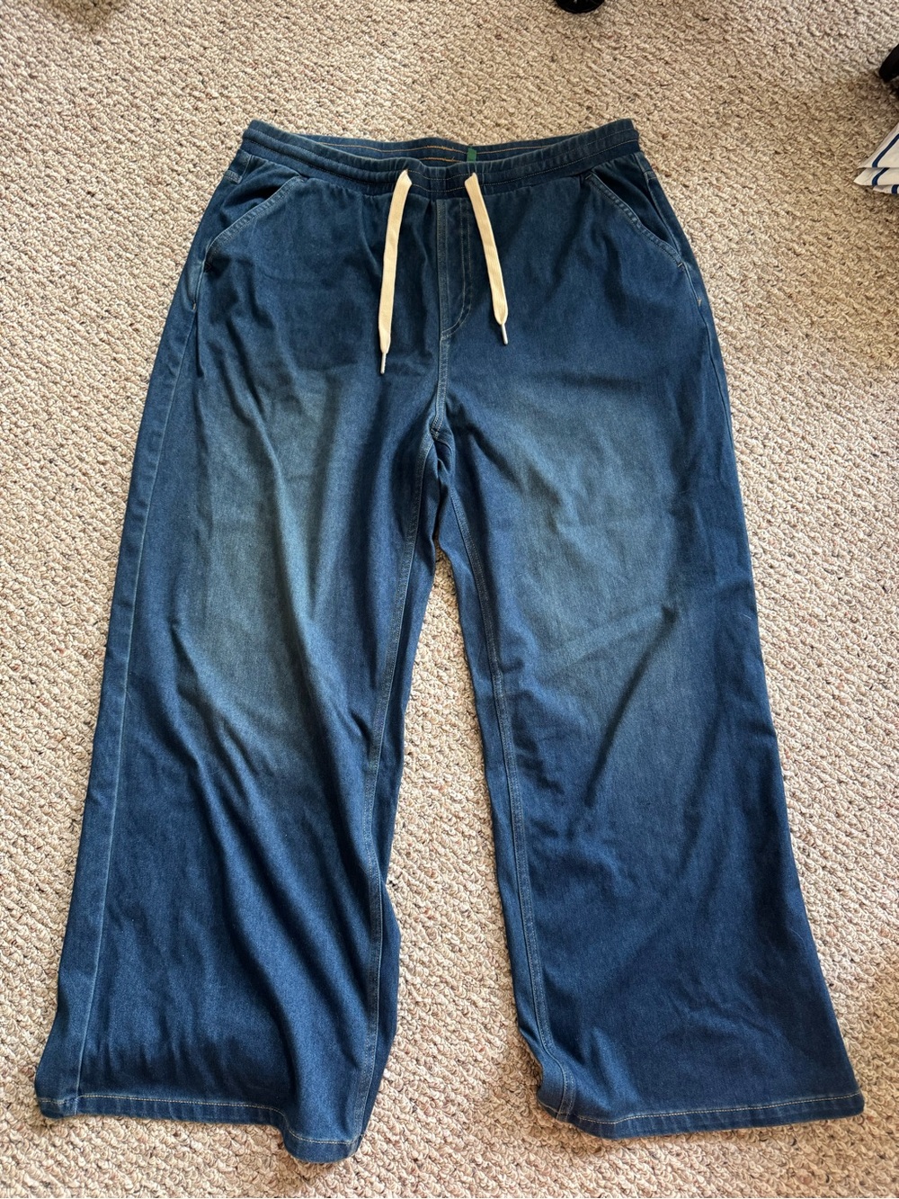 HALARA Light Blue Flex Denim Pants with Cream Drawstring - Picture 1 of 5